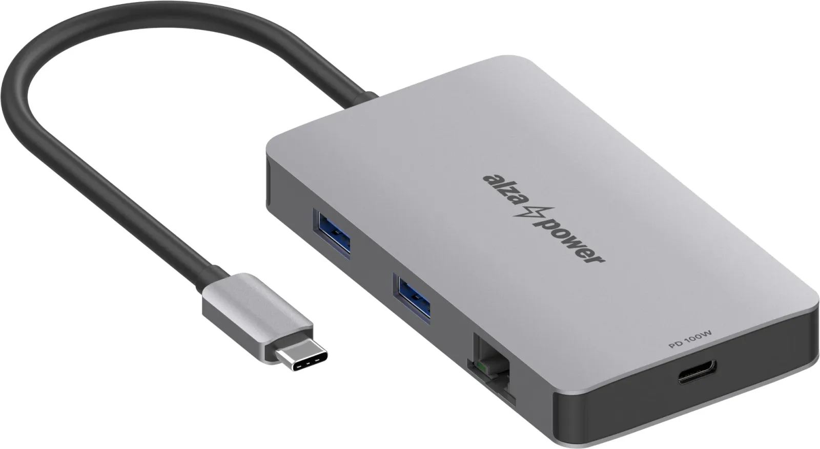 AlzaPower Metal USB-C Dock Station 7in1 Dual Screen - asztroszürke