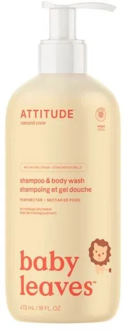 ATTITUDE Baby Leaves 2 az 1-ben, körtelé aromával, 473 ml