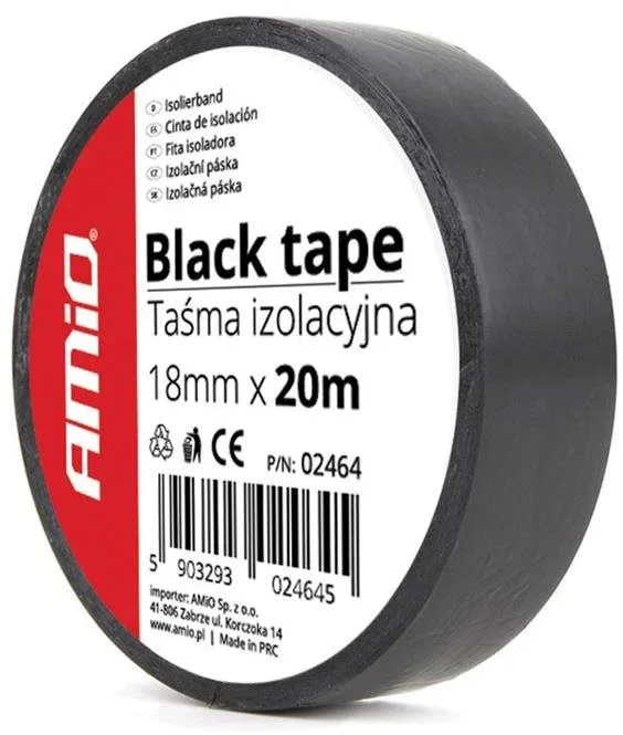 AMIO szigetelőszalag 18 mm × 20 m fekete