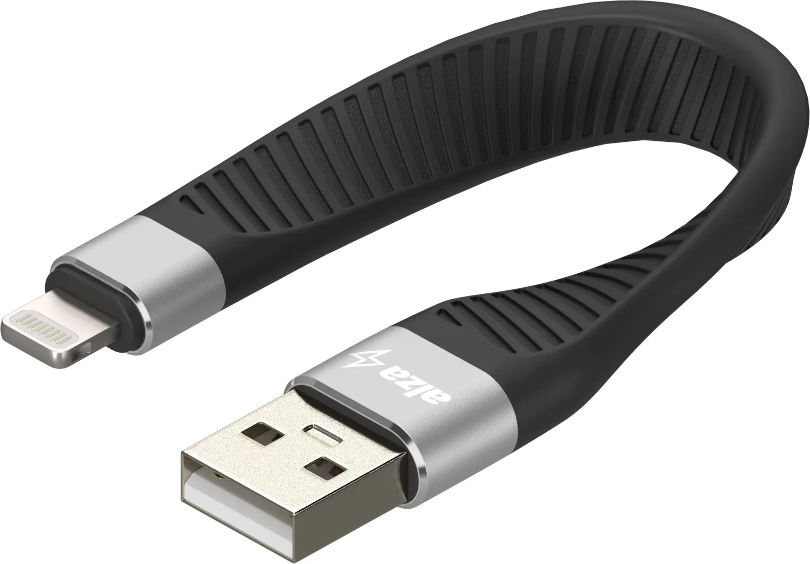 AlzaPower FlexCore USB-A to Lightning MFi, fekete