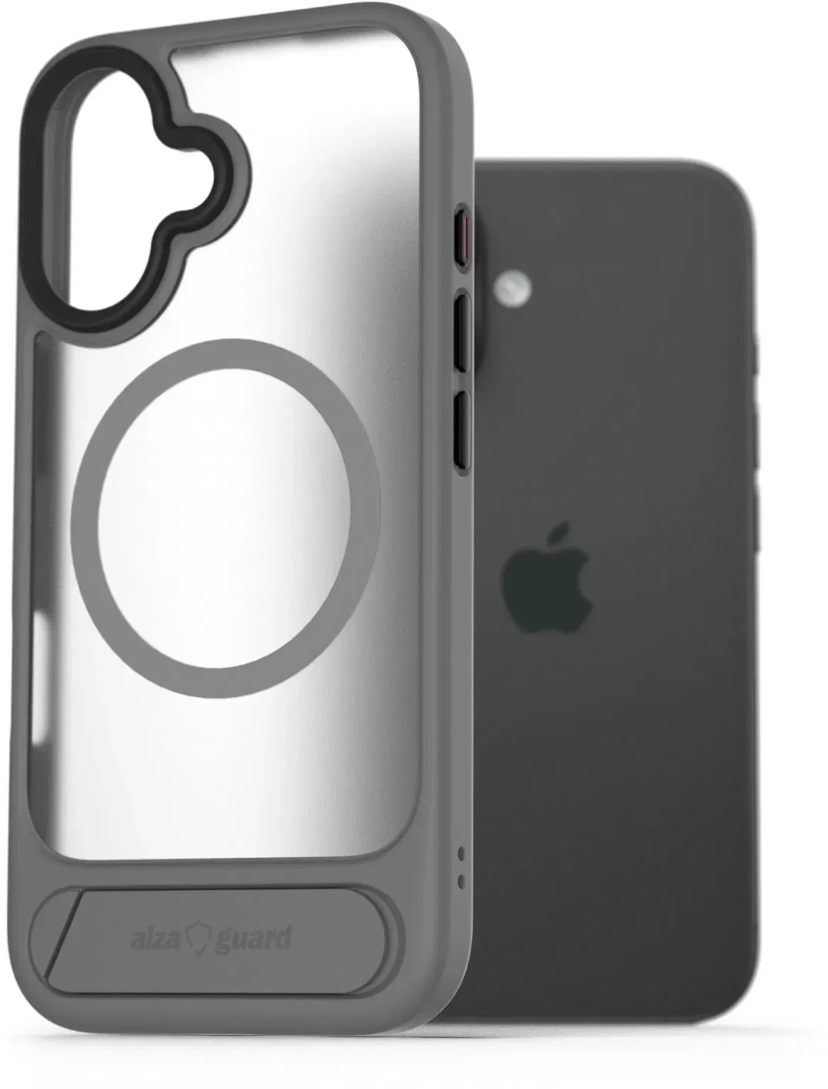 AlzaGuard Matte Case with Stand Compatible with MagSafe for iPhone 16e szürke tok