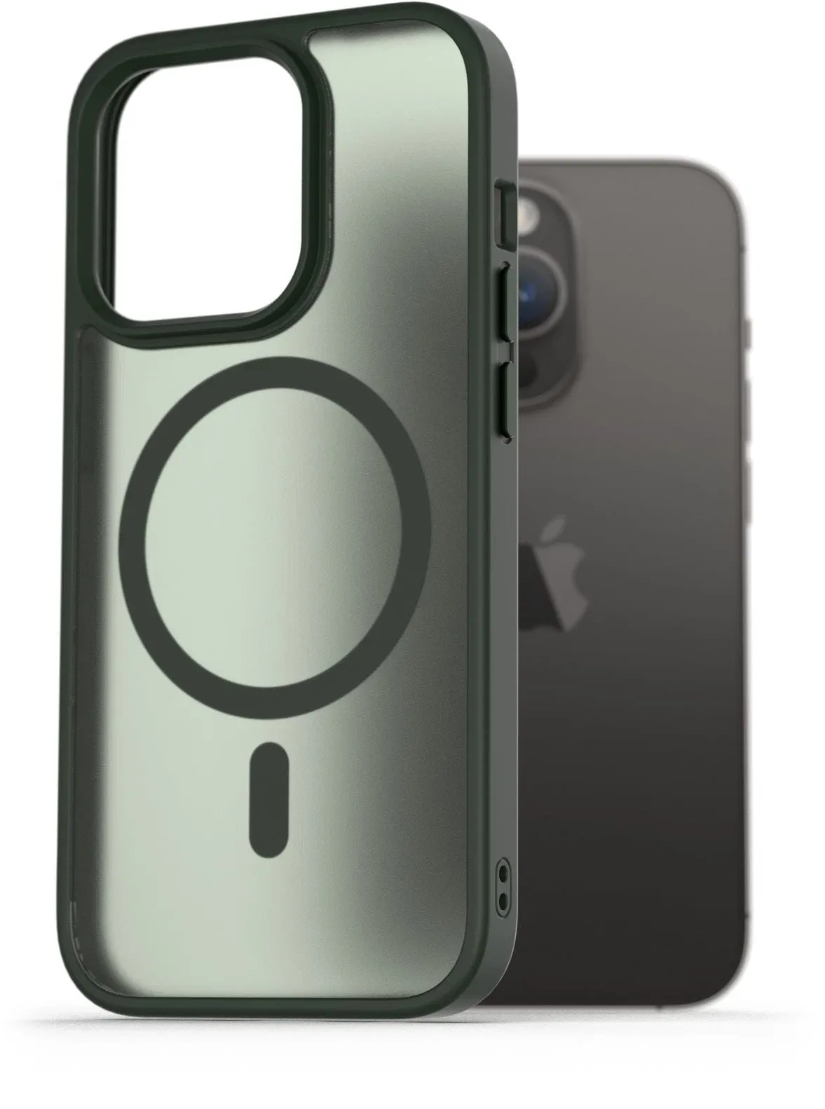 AlzaGuard Matte Case Compatible with Magsafe iPhone 14 Pro sötétzöld tok