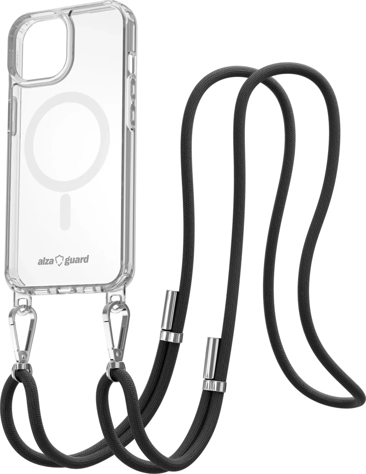 AlzaGuard Luxe Detach Lanyard Case Compatible with MagSafe for iPhone 13 fekete tok
