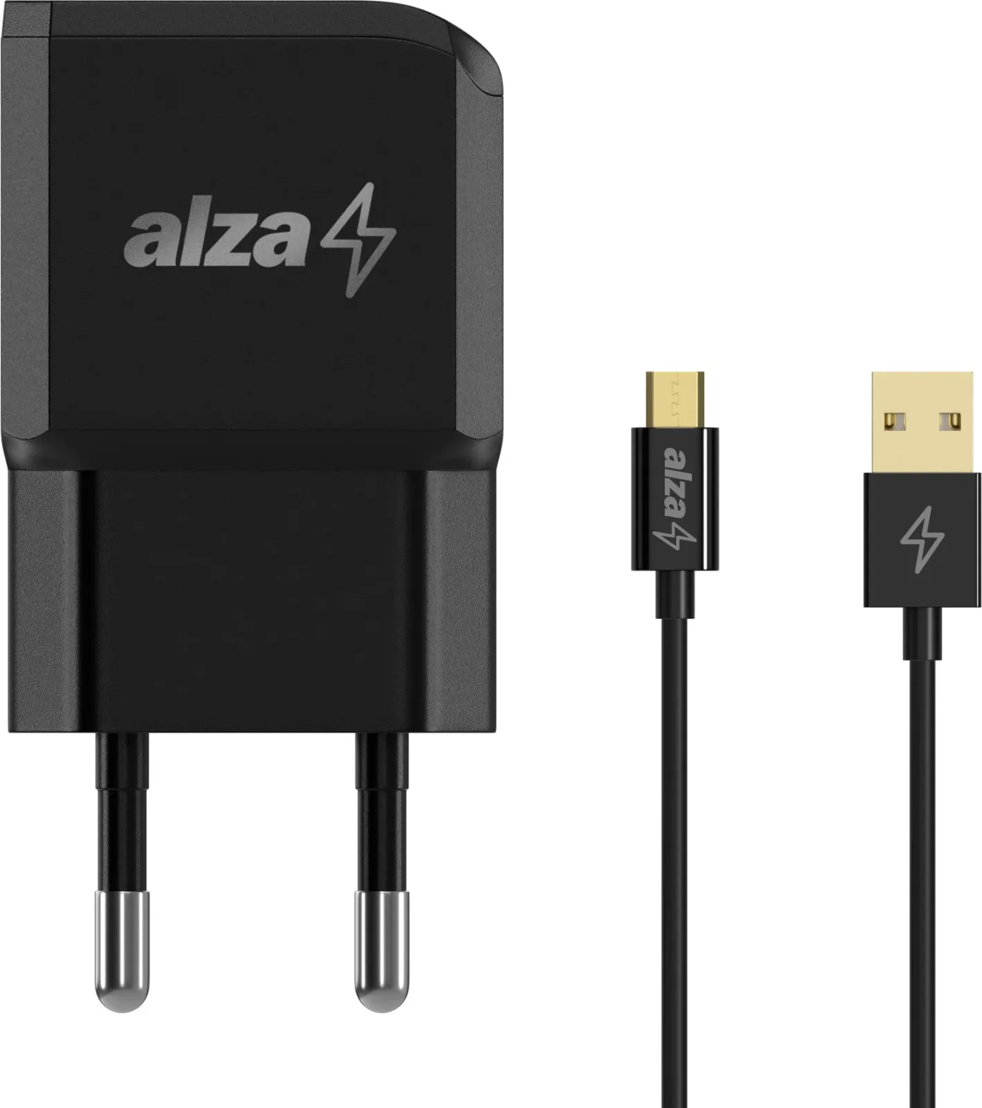 AlzaPower Smart Charger 2.1A fekete + Core Micro USB 1 m, fekete