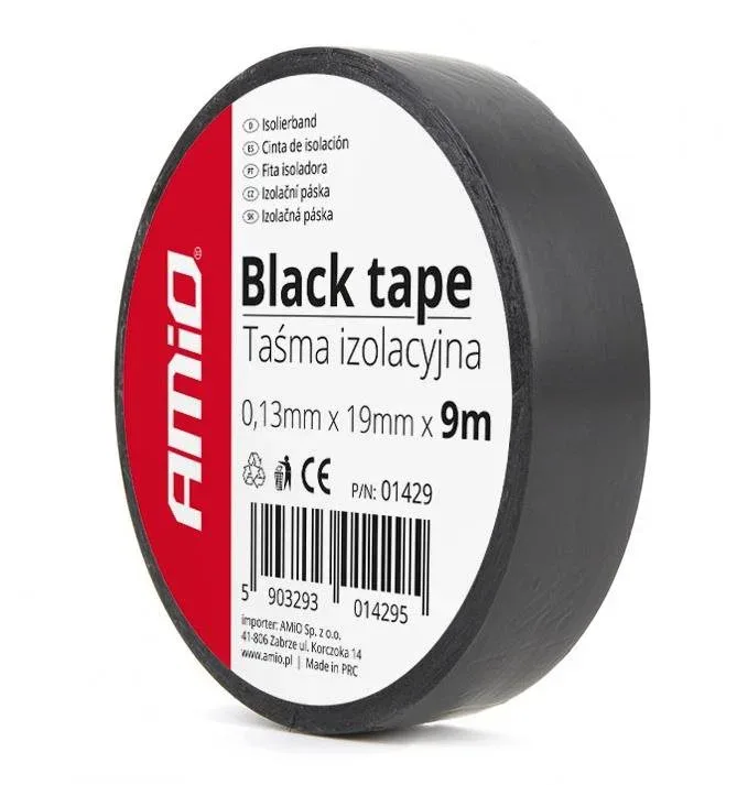 AMIO szigetelőszalag 19 mm × 9 m fekete