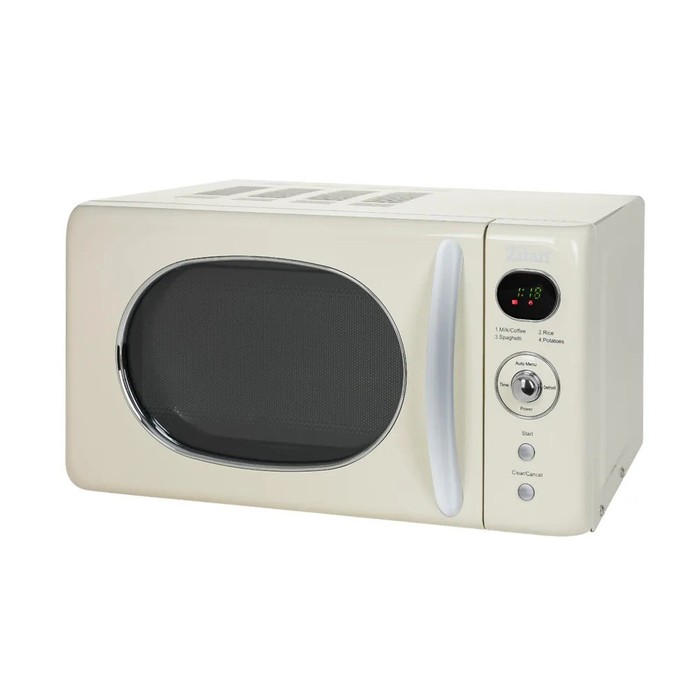Zilan ZLN1245 retró mikrohullámú sütő, 700 W, 20 liter, 6 fokozat, LED kijelző, gyerekzár, elektronikus vezérlő, bézs