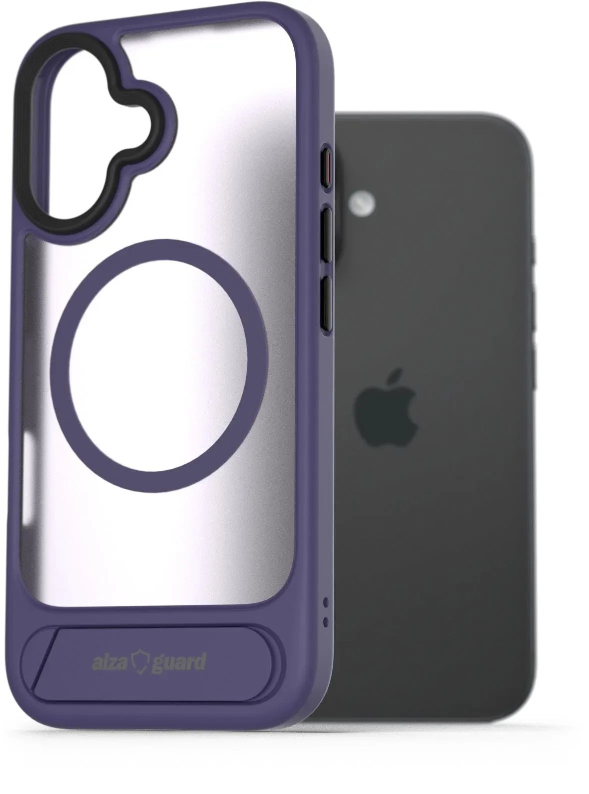 AlzaGuard Matte Case with Stand Compatible with MagSafe for iPhone 16 lila tok