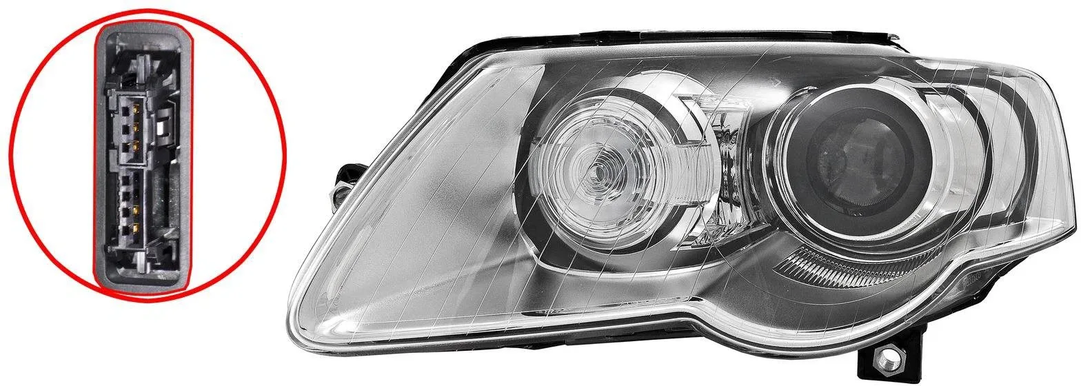 VALEO VW Passat 05- 7/07 bal első fényszóró, Xenon D1S+H7 (6G típusú egységhez, AUTO.O.)