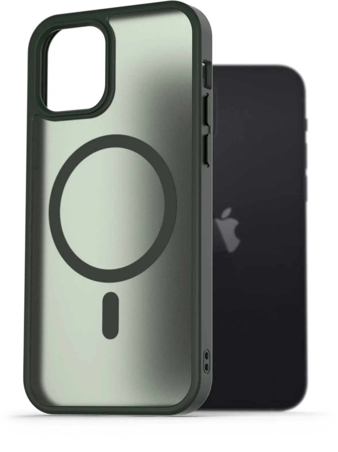 AlzaGuard Matte Case Compatible with Magsafe iPhone 12 / 12 Pro sötétzöld tok