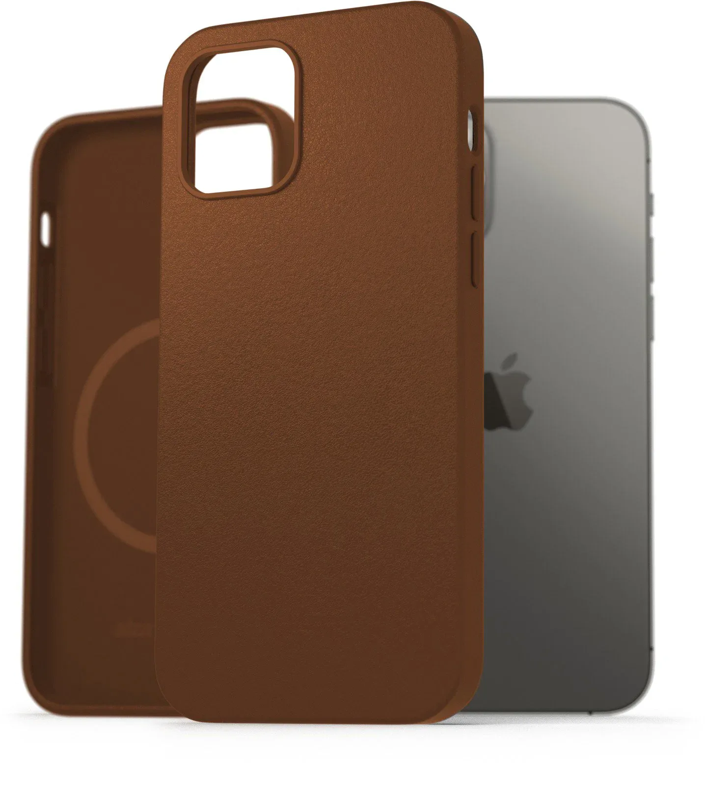 AlzaGuard Genuine Leather iPhone 12 / 12 Pro MagSafe nyeregbarna tok