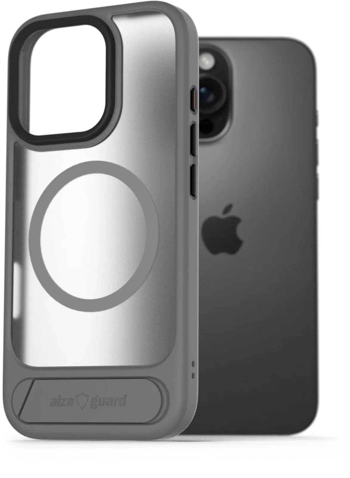 AlzaGuard Matte Case with Stand Compatible with MagSafe for iPhone 16 Pro Max szürke tok