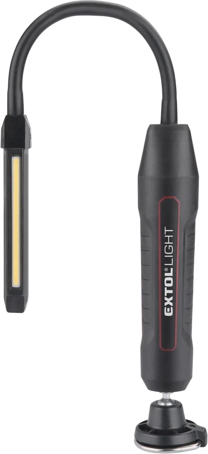 EXTOL LIGHT Munkalámpa, hajlítható, 500 lm, USB töltés, 500 lm COB + 140 lm LED