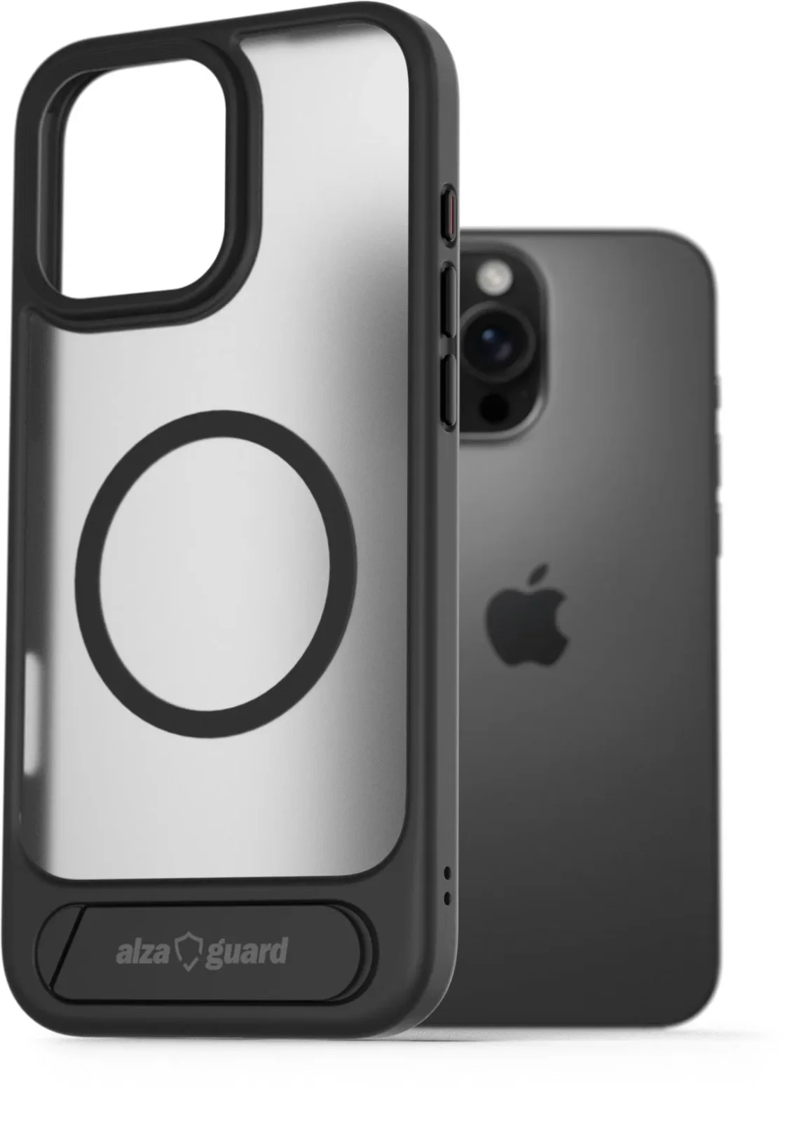 AlzaGuard Matte Case with Stand Compatible with MagSafe for iPhone 16 Pro fekete tok