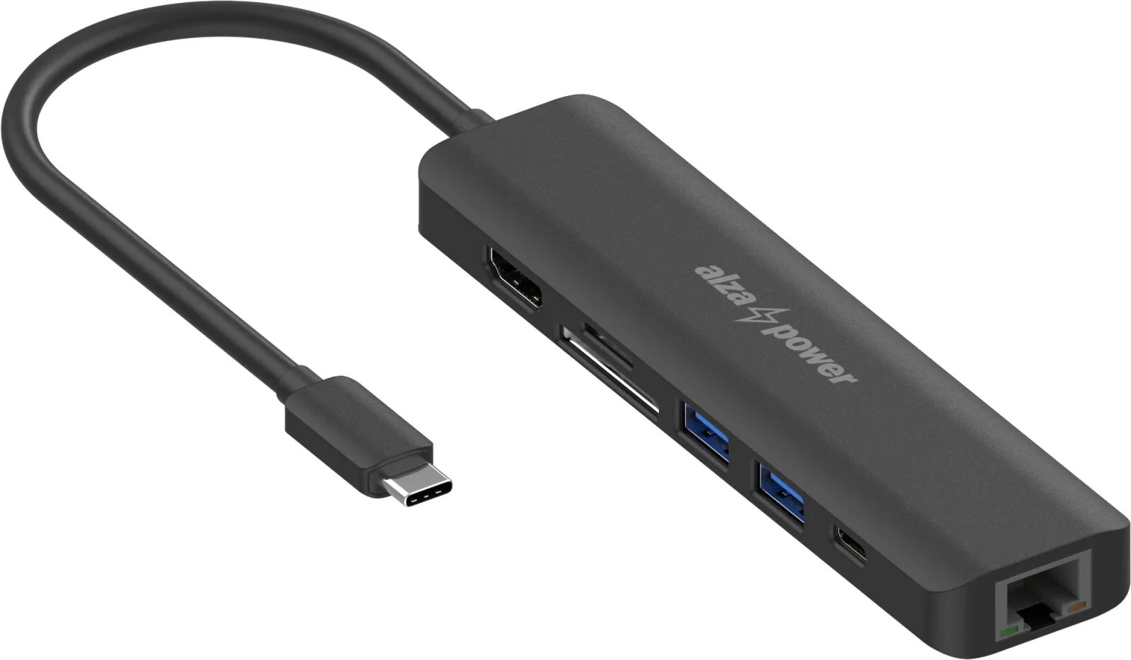 AlzaPower USB-C Dock Station 7in1 (140 W) - fekete
