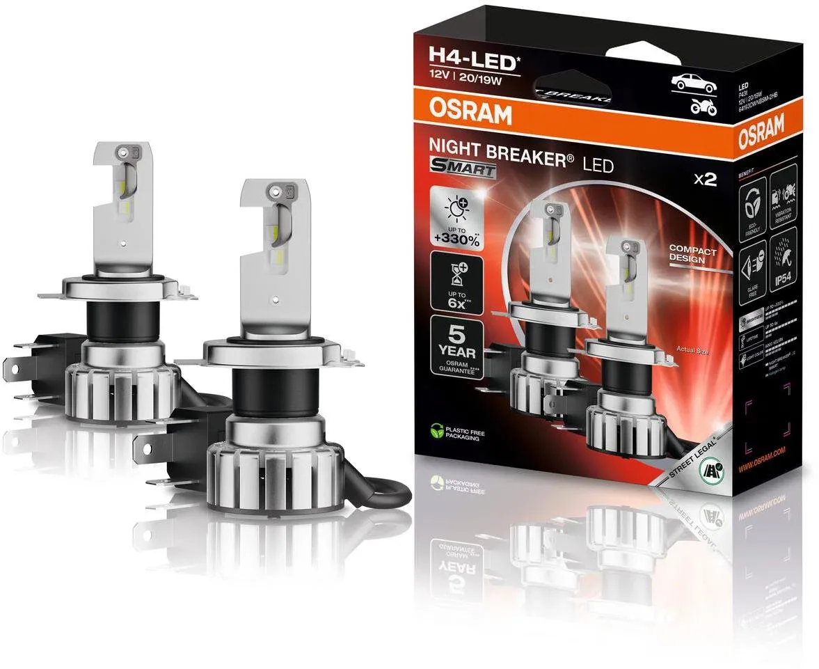 OSRAM NIGHT BREAKER LED SMART H4, +330%-kal több fényerő