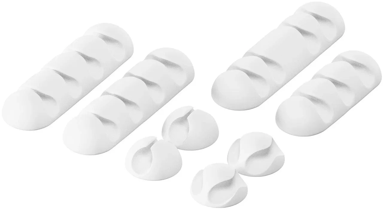 AlzaPower Cable Clips Mix 8 pcs fehér