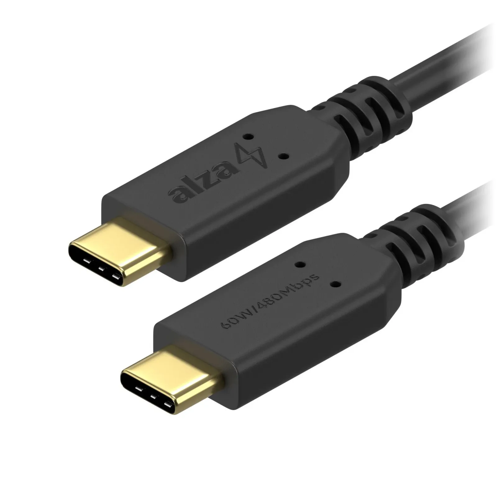 AlzaPower Core USB-C to USB-C 2.0 60W 0.5m, fekete