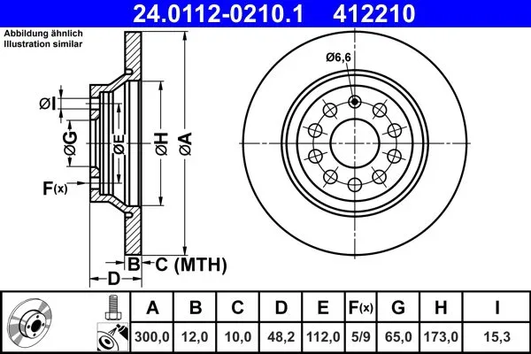 ATE - SU3 HÁTSÓ 300MM 24.0112-0210.1, szett, 2 db