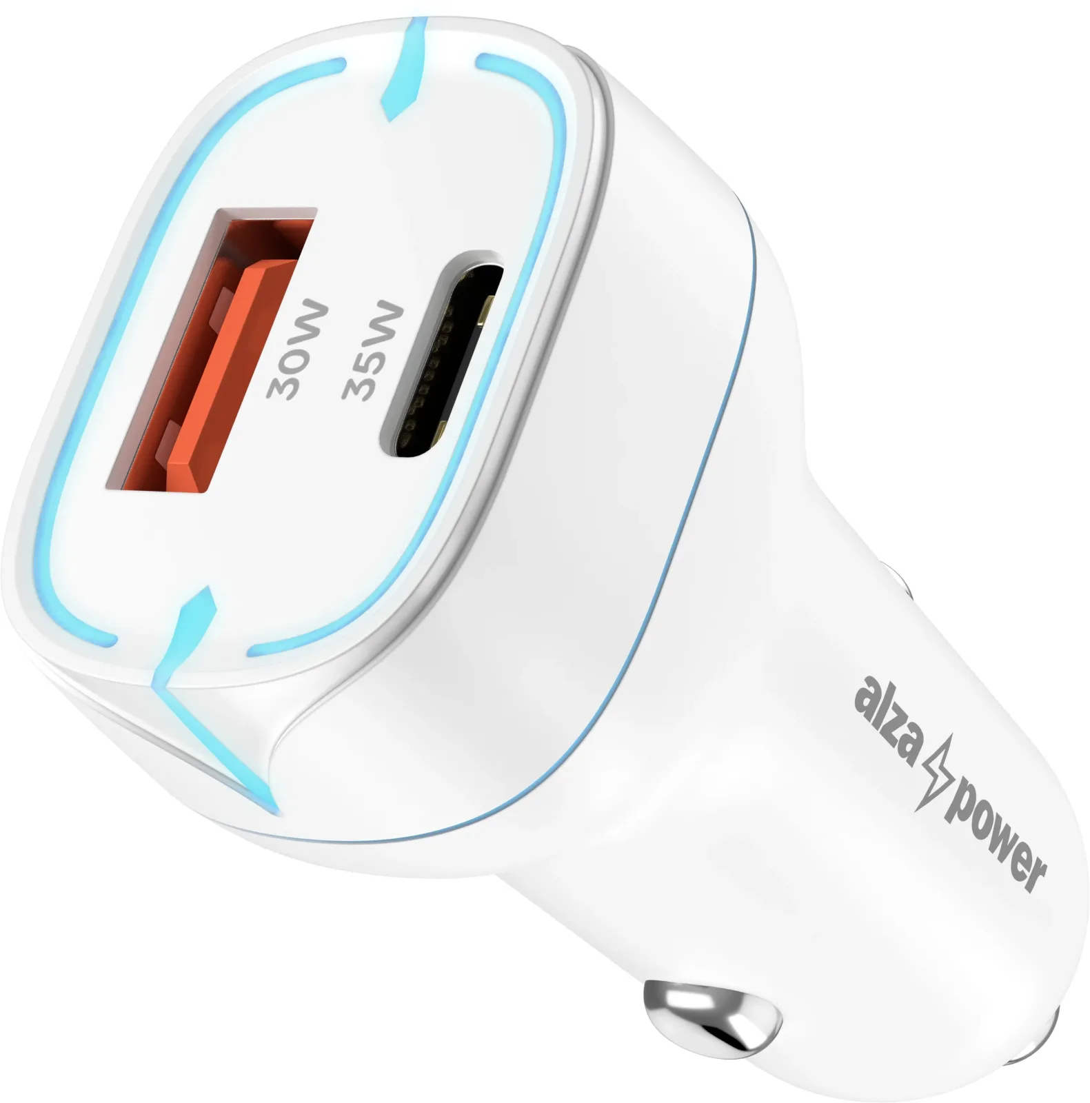 AlzaPower Car Charger P200 USB-A + USB-C Power Delivery 35W fehér