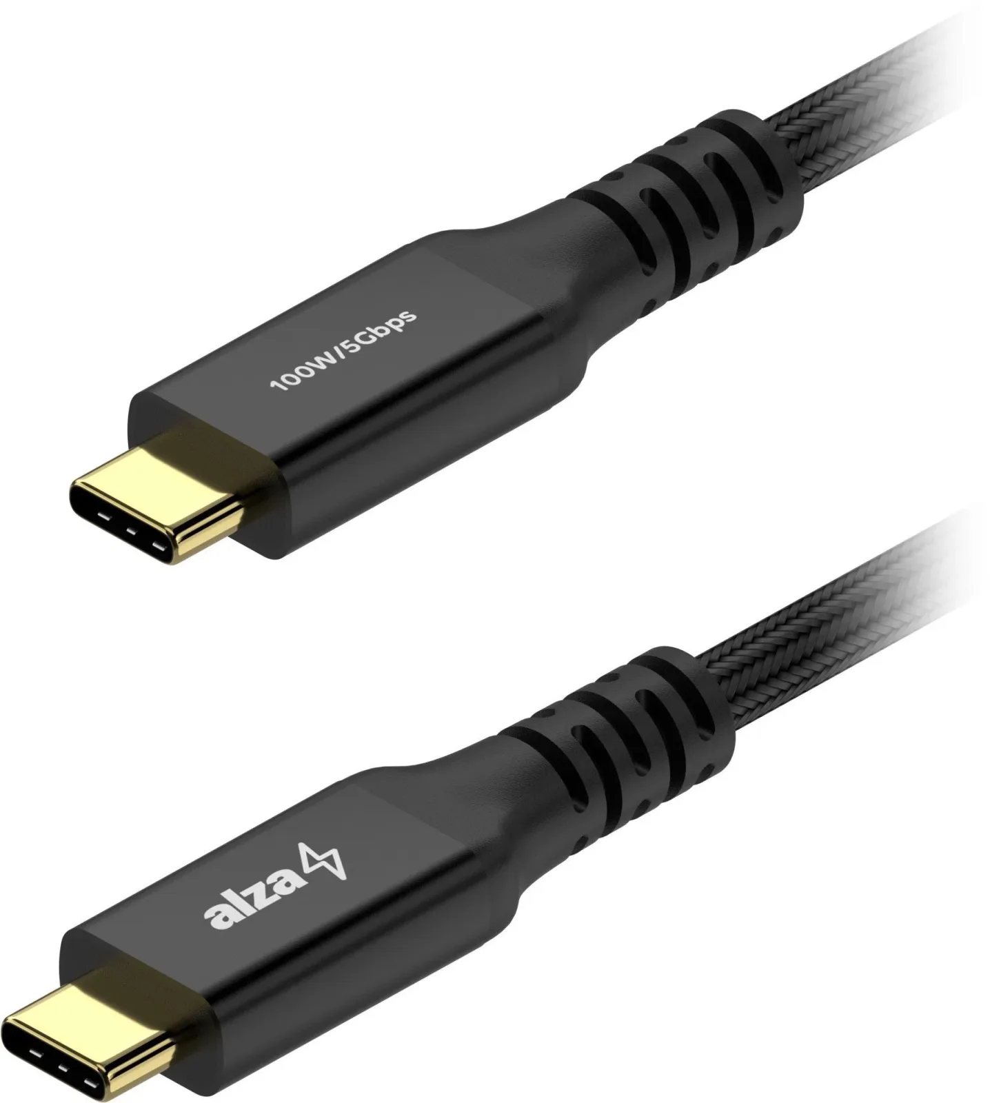 AlzaPower AluCore USB-C to USB-C 3.2 Gen 1, 100 W, 1,5 m, fekete