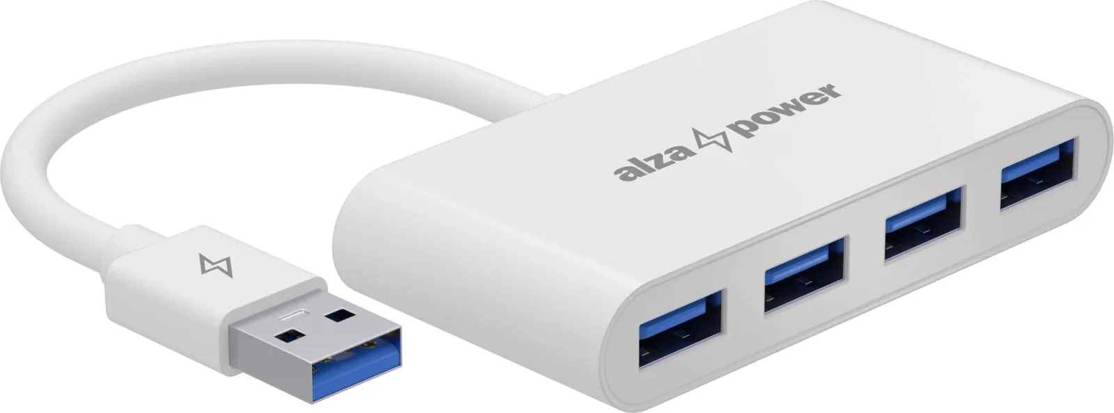 AlzaPower USB-A (M) to 4× USB-A 3.0 (F) USB hub - fehér