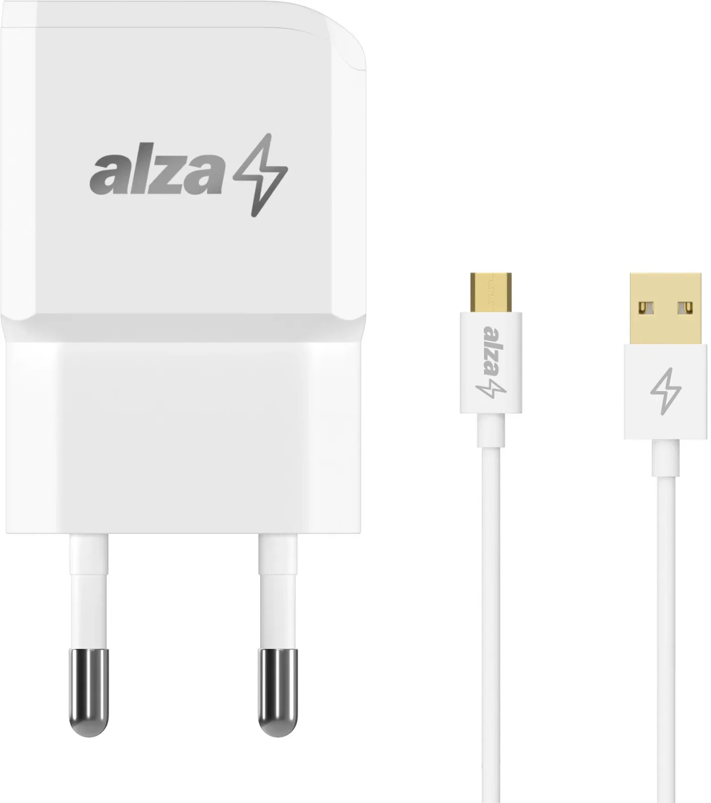 AlzaPower Smart Charger 2.1A fehér + Core Micro USB 1 m, fehér