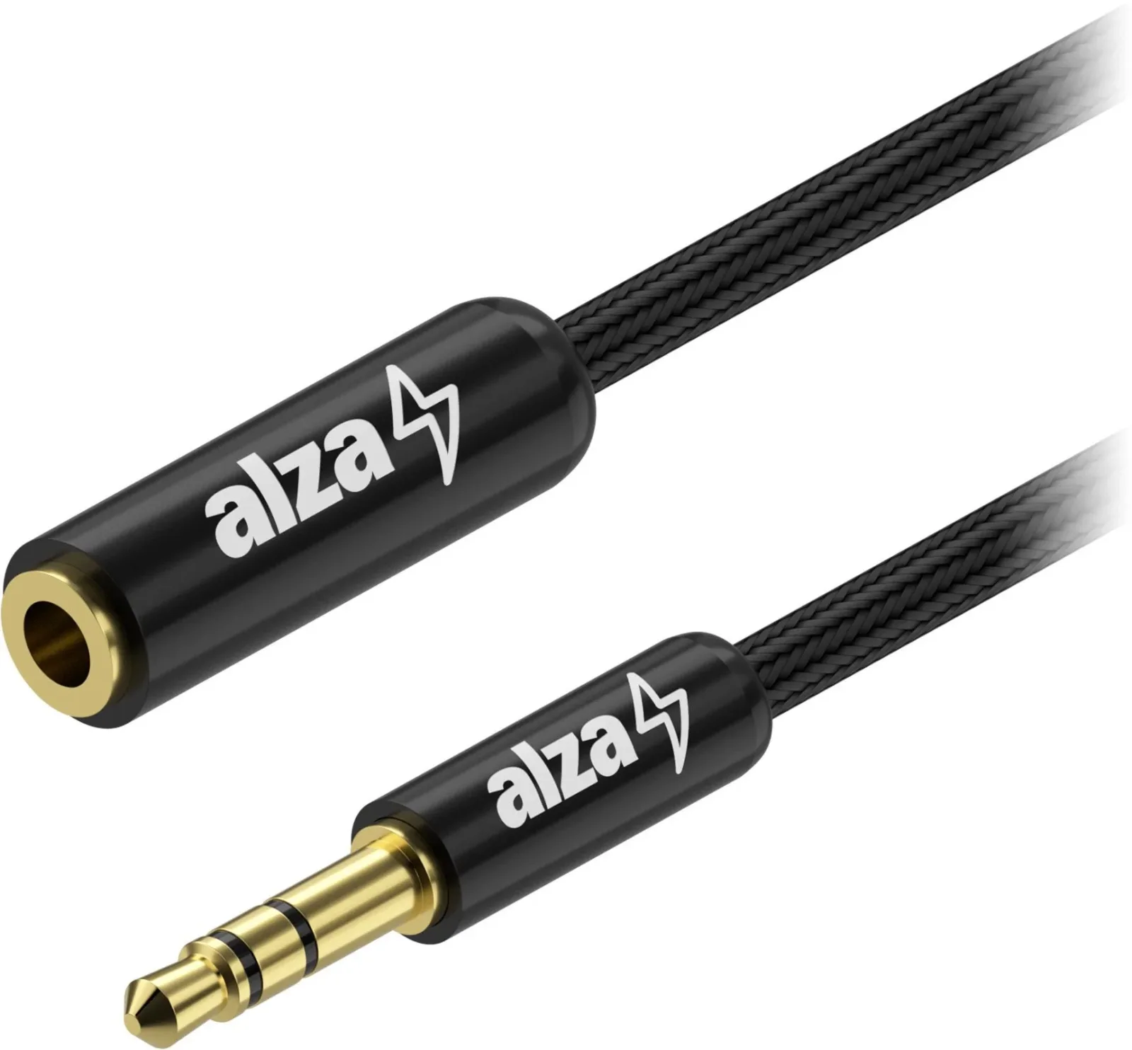 AlzaPower AluCore Audio 3,5 mm Jack (M) to 3,5 mm Jack (F), 3m - fekete