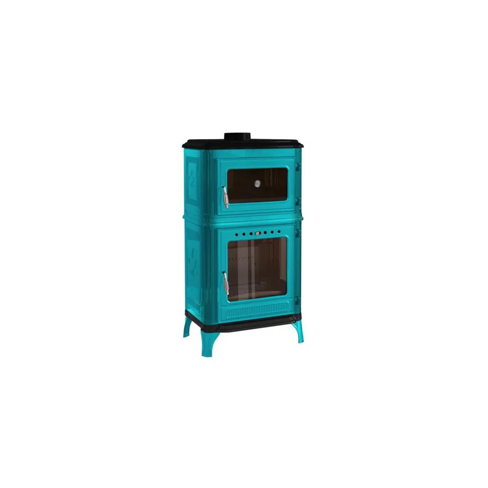 Hunor 8010 öntvény sütős kandalló, türkiz 7,1 kW