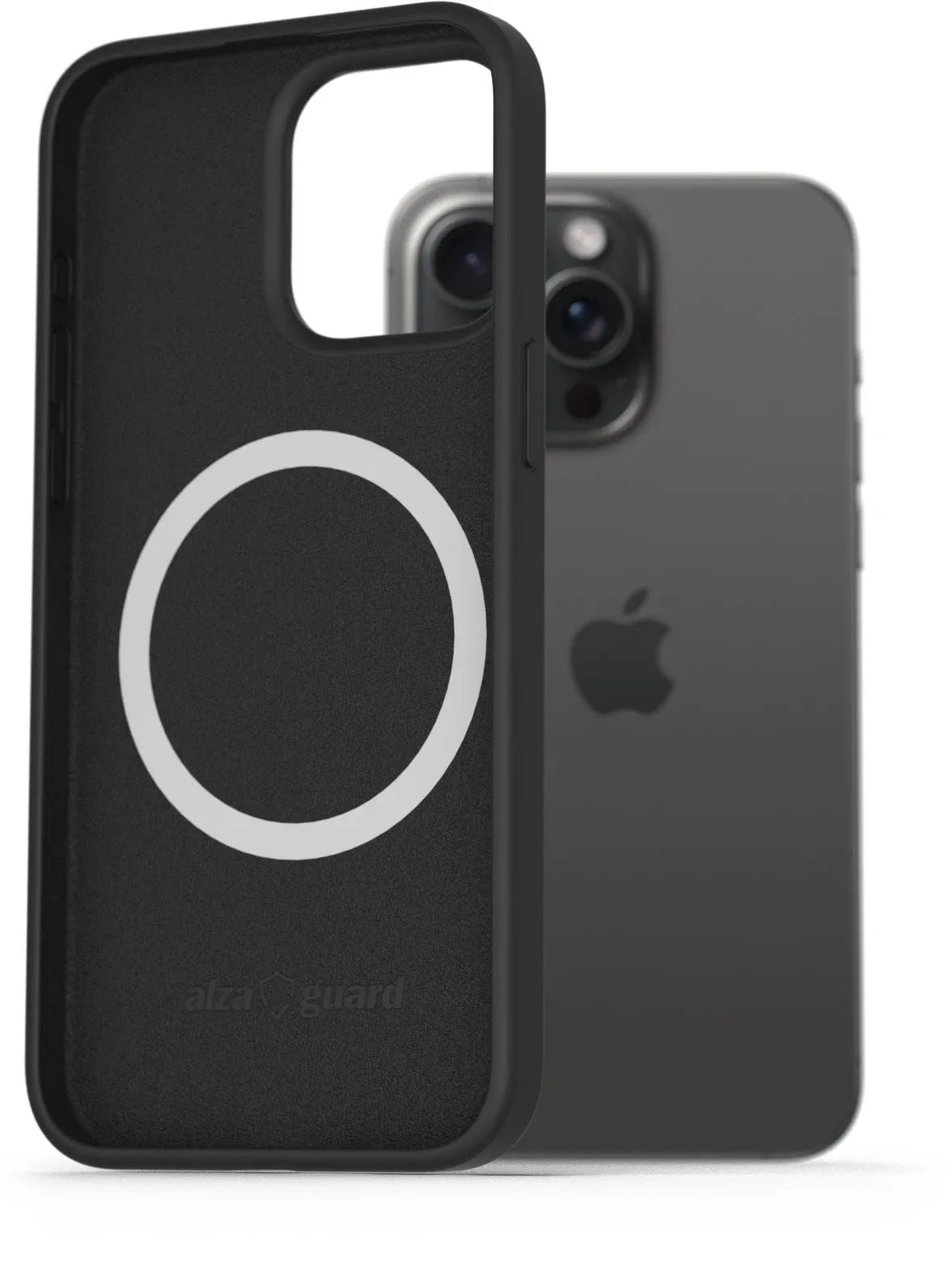 AlzaGuard Silicone Case Compatible with Magsafe iPhone 15 Pro Max fekete tok