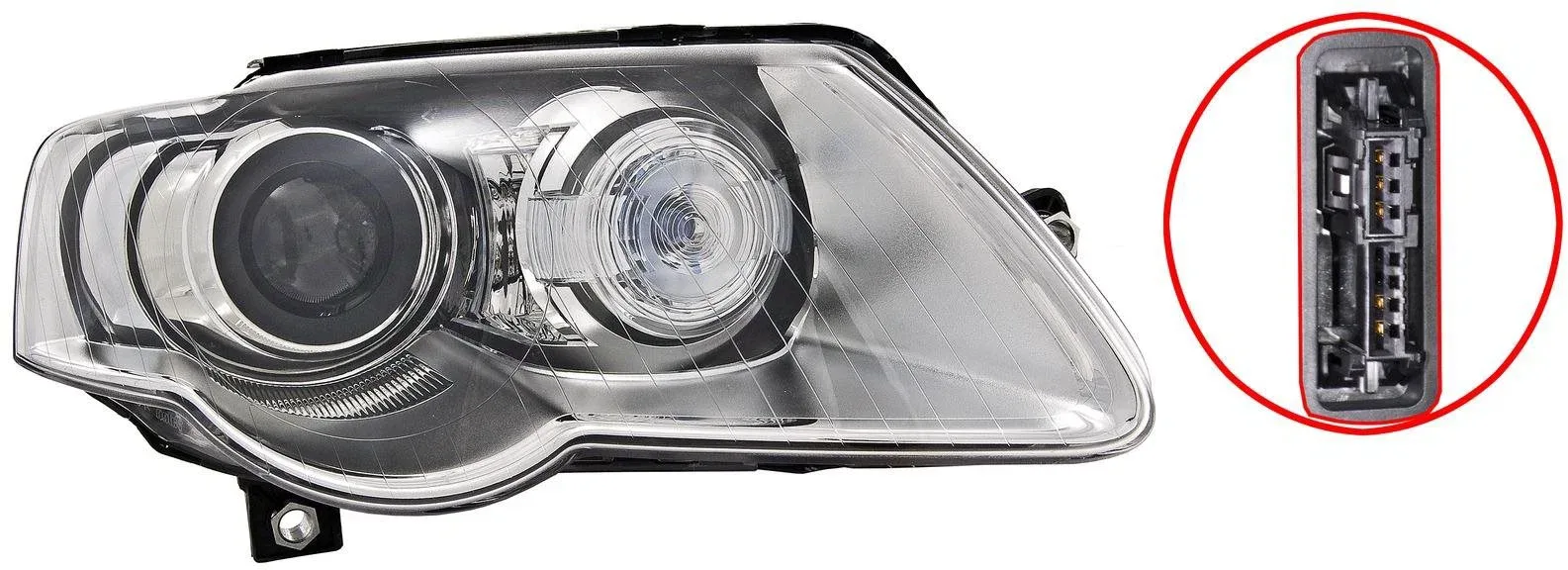 VALEO VW PASSAT 05- 7/07- első fényszóró, XENON D1S+H7 (6G típusú egységhez, AUTO.O.), jobb