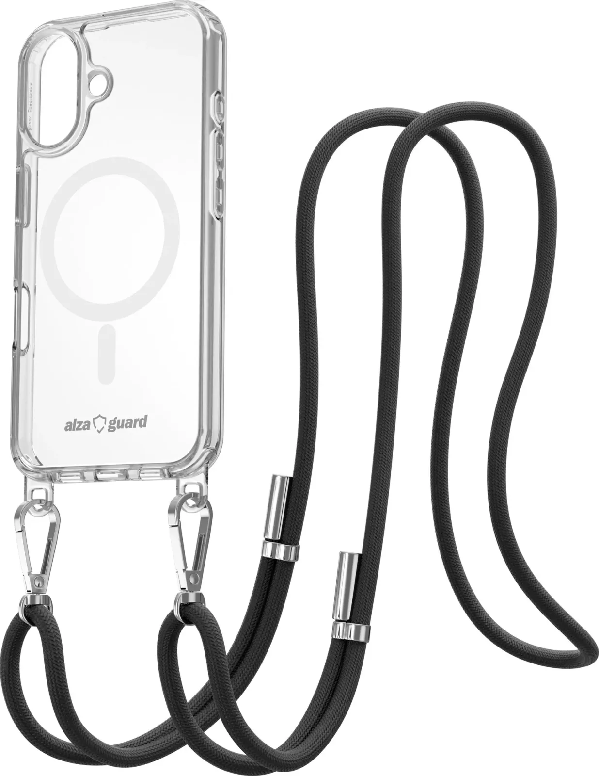 AlzaGuard Luxe Detach Lanyard Case Compatible with MagSafe for iPhone 16 fekete tok