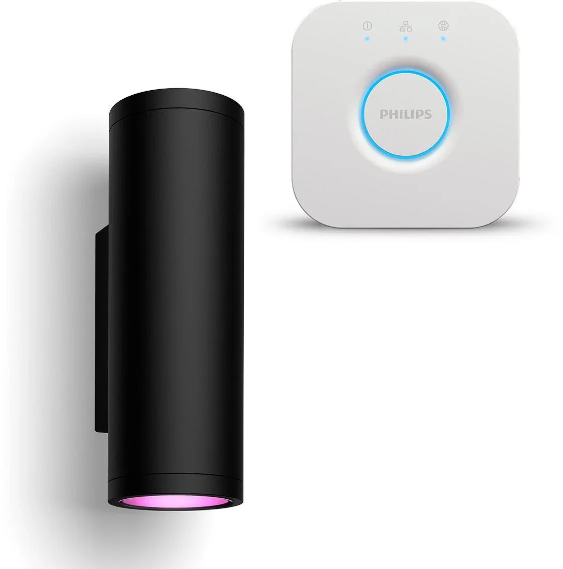Appear Hue WACA EU Wall Lantern Black + Philips HUE Bridge EU