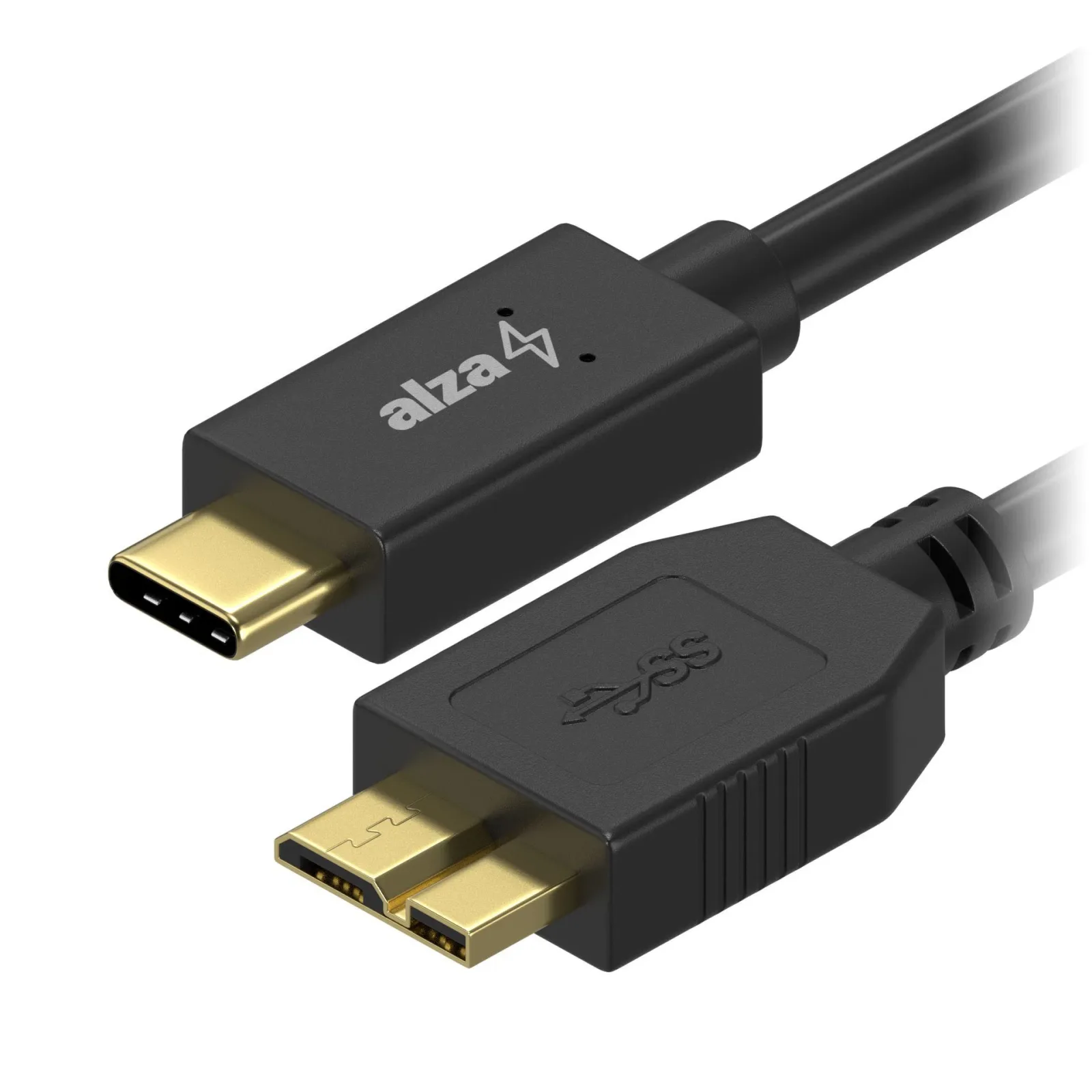 AlzaPower USB-C to Micro USB-B 3.2 Gen 1 0.5m, fekete