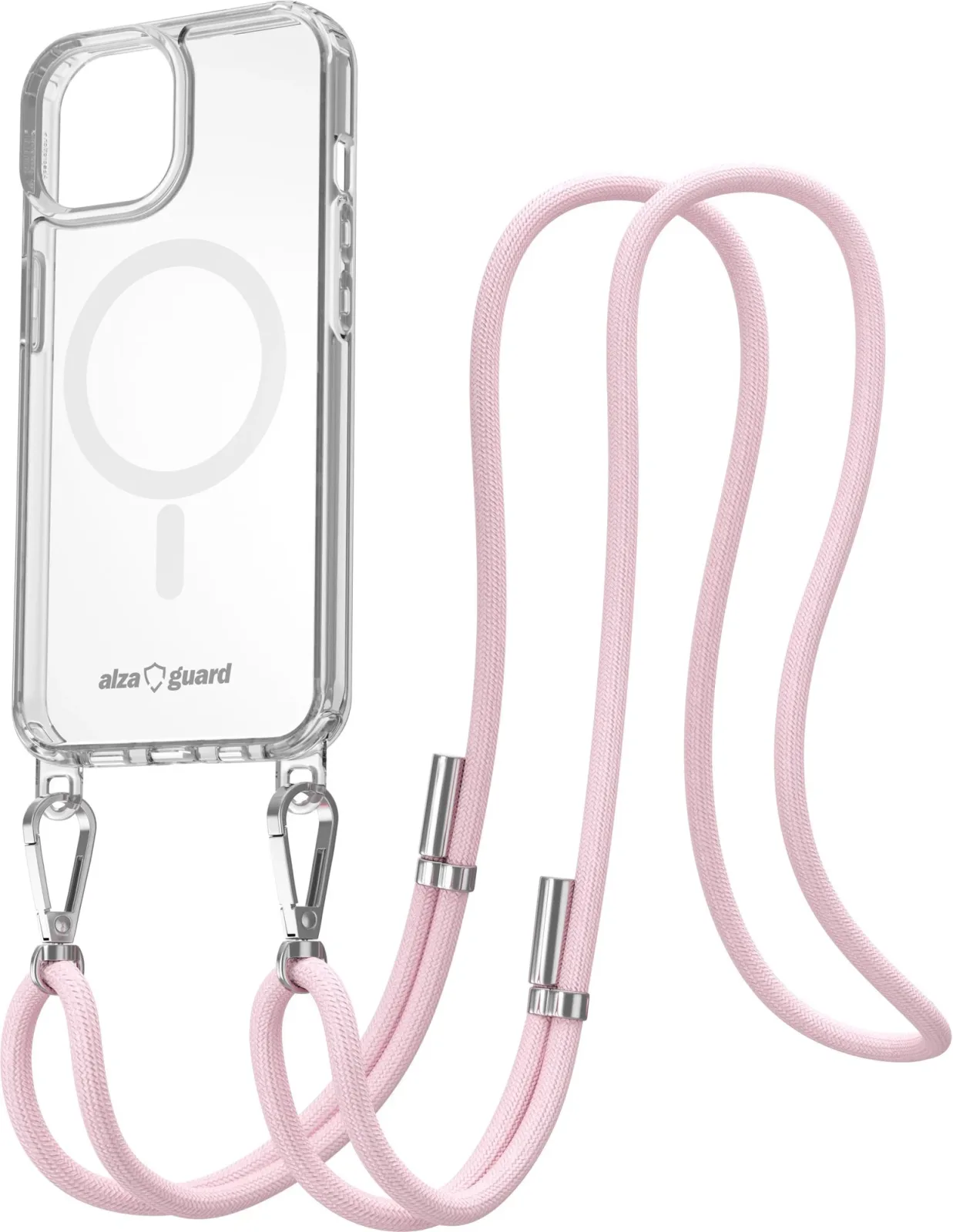 AlzaGuard Luxe Detach Lanyard Case Compatible with MagSafe for iPhone 15 rózsaszín tok