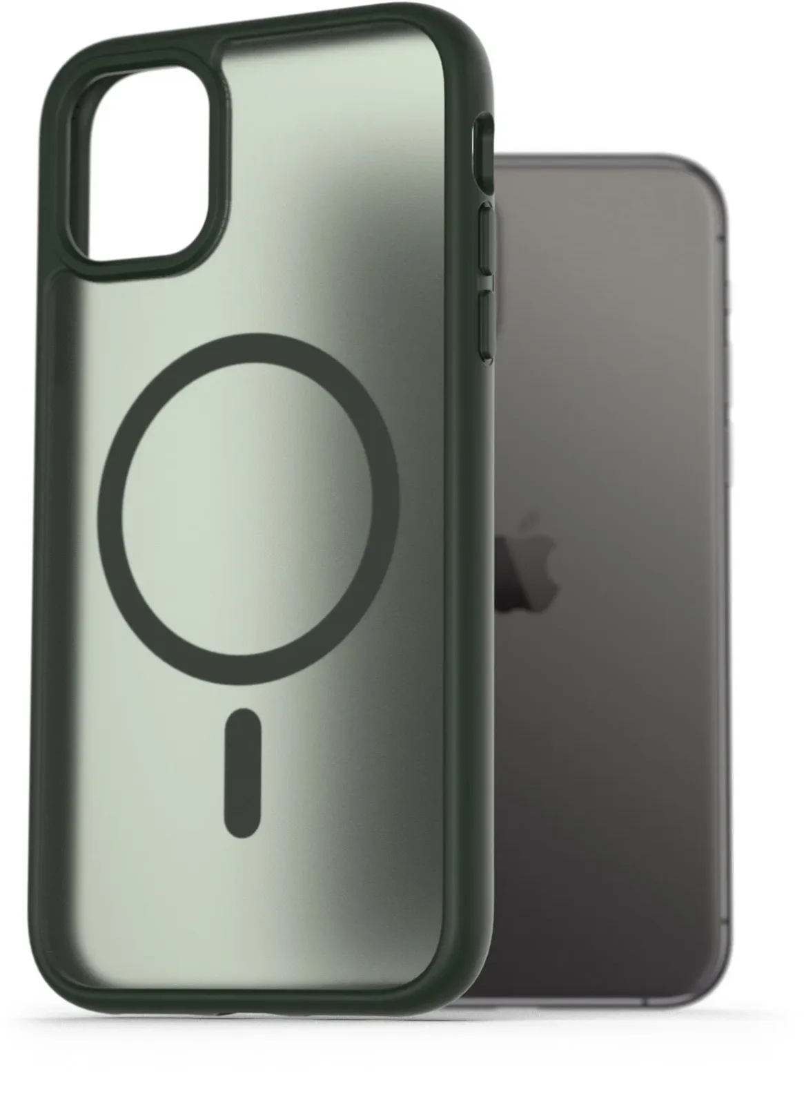 AlzaGuard Matte Case Compatible with Magsafe iPhone 11 sötétzöld tok