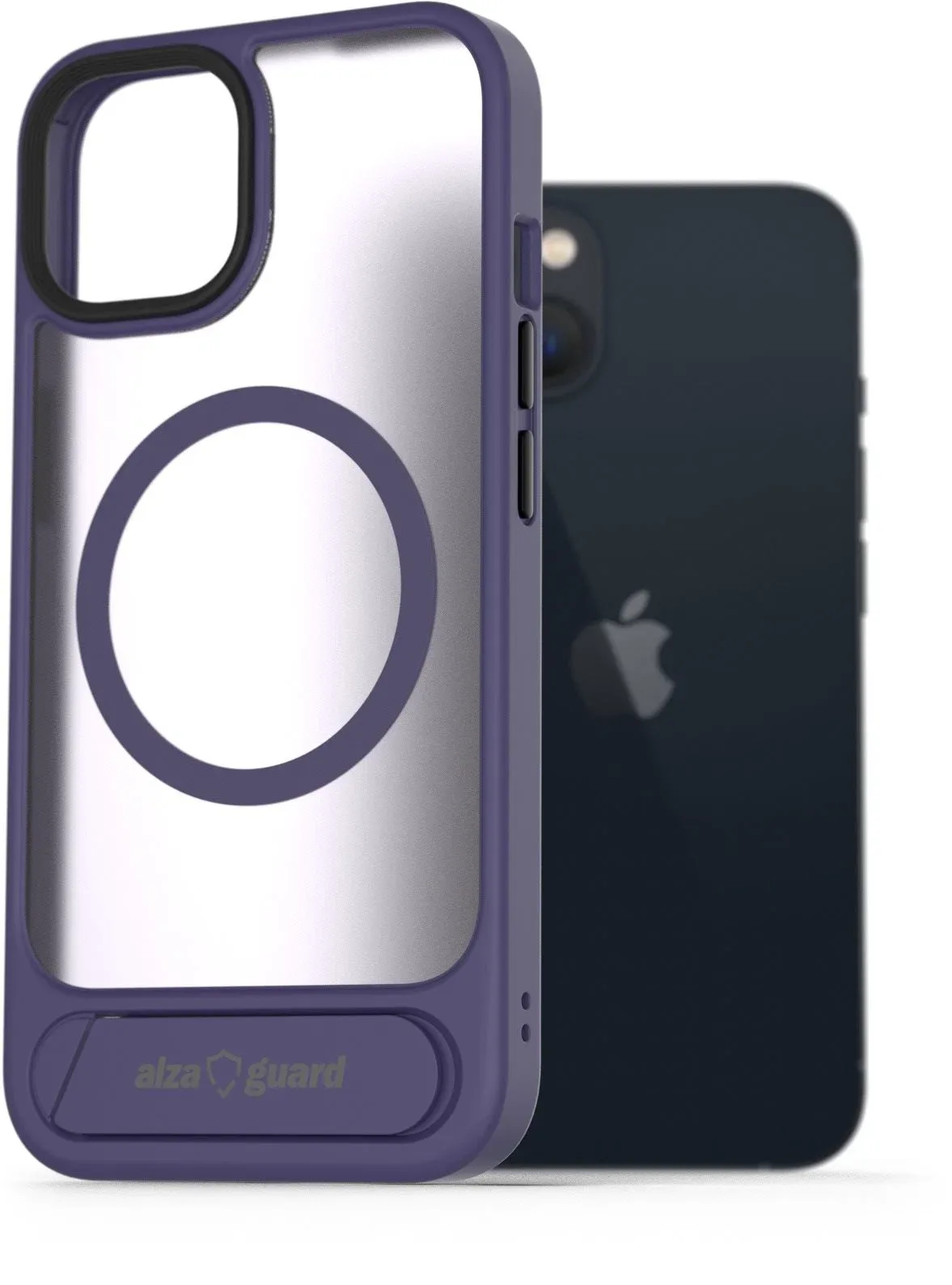 AlzaGuard Matte Case with Stand Compatible with MagSafe for iPhone 13 lila tok