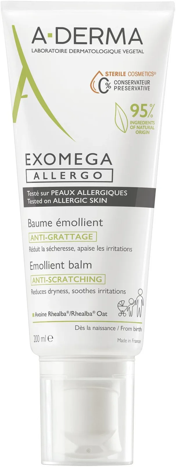 A-DERMA Exomega Allergo Emolliens balzsam atópiára hajlamos, száraz bőrre - steril kozmetikum 2
