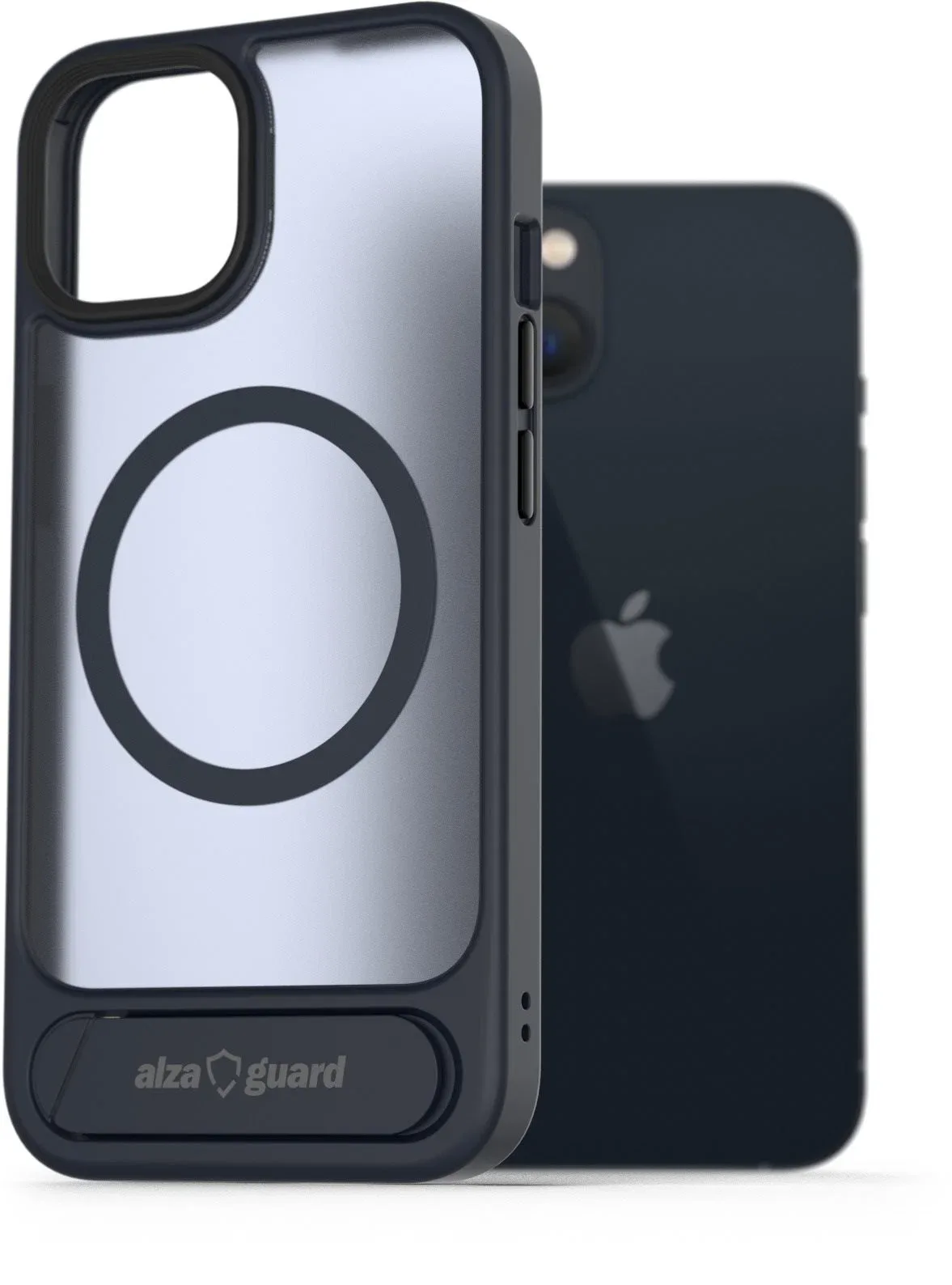 AlzaGuard Matte Case with Stand Compatible with MagSafe for iPhone 13 sötétkék tok